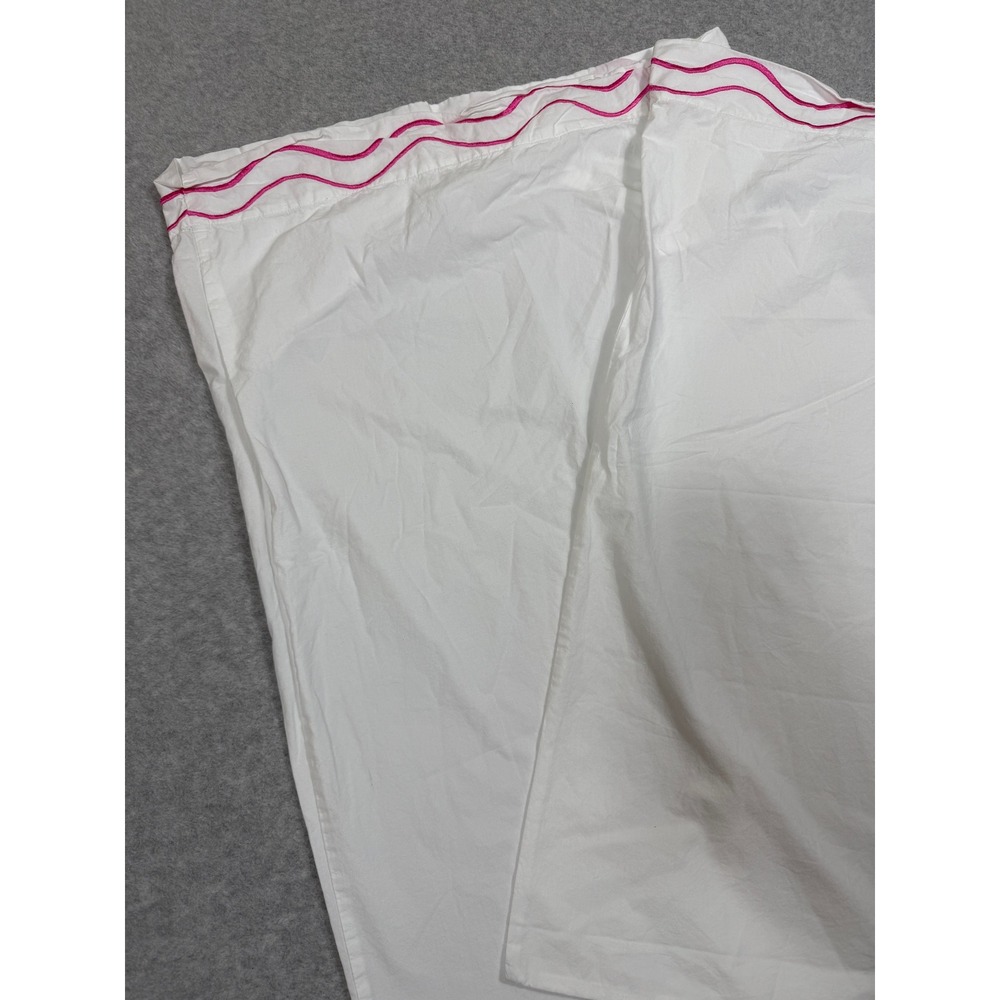 Pottery Barn Kids White Organic Cotton Pink Wavy Rickrack Pillowcases Set of 2